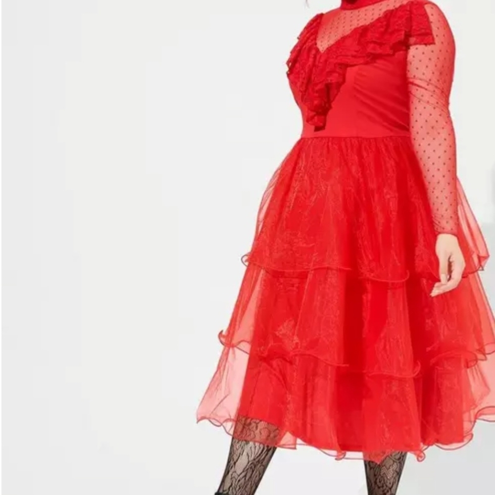 Beetlejuice x TORRID Red Lace Midi Dress